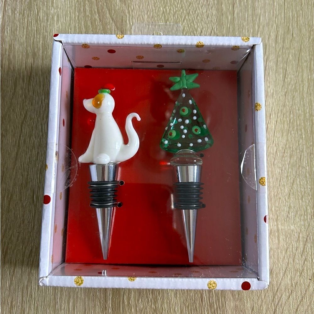 NEW … CHEERS! Set of 2 “Art Glass” Bottle Stoppers